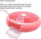 INVODA Weekly Pill Organizer 7 Compartment Rotating Pill Box for Daily Medication & Vitamins - Portable Travel Pill Case Fish Oil Supplements Vitamins Organizer (Pink+Bag)
