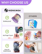 HIONXMGA Cute Pill Dispenser with 7 Large Compartments, Portable Pill Bottle Organizer with Wide Opening for Travel, Anti-Mixing Pill Container, Shatterproof BPA-Free, Includes 20 Pcs Labels, Purple