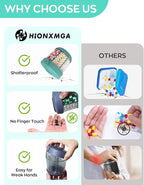HIONXMGA Large Pill Dispenser, Portable Pill Bottle Organizer for 7 Vitamins, Anti-Mix Supplement Organizer with Easy Twist Wide Opening, BPA-Free Pill Container, 20 Pcs Labels Included, Cyan