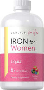 Carlyle Liquid Iron for Women | 8 fl oz | Fruit Punch Flavor | Vegetarian, Non-GMO, Gluten Free Dietary Supplement