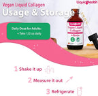 LIQUIDHEALTH 100% Vegan Collagen Plus Biotin 100,000mcg Liquid Drops - Plant-Based Liquid Collagen for Women & Men - Hair & Nail Growth, Skin Health, Boosts Metabolism - Made in USA, Non-GMO (2 Pack)