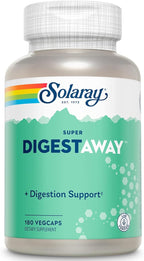 SOLARAY Super Digestaway Digestive Enzymes - Pancreatin, Papain, Ginger, Pepsin, Betaine HCl, Aloe Vera, and More - Digestion & Nutrient Absorption Support - Lab Verified - 180 VegCaps