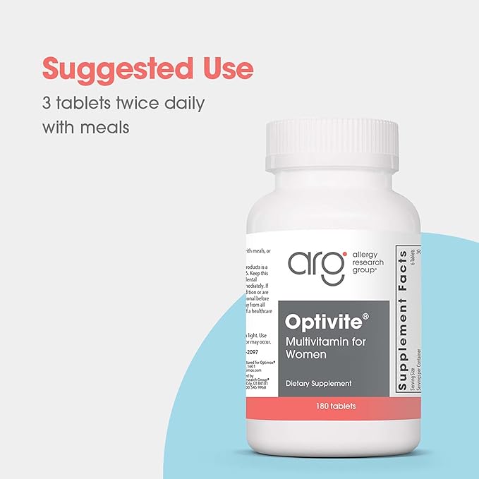 Optimox ARG Optivite - Women’s Multivitamin Multimineral - Hormone Balance & PMS Support - Enhanced with Flavonoids, Enzymes & Betaine HCl - 30 Servings - 180 Count