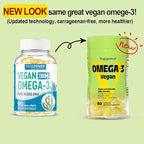 Vegan Omega-3 Algae DHA Supplements - 2000mg Algae Oil, Plant-Based Prenatal Algal DHA, 90 Carrageenan Free Softgels -Sustainable Fish Oil Alternative Supports Brain, Heart, Eyes, Joint Health