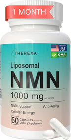 NMN Supplement 1000mg Pure - Liposomal NMN for NAD+ Supplement, Tested in USA, 60 Capsules