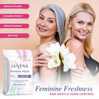 Luvena Feminine Wipes for Women — pH Balanced, Dermatologist Tested, Gentle Intimate Cleansing Cloths, Cucumber Scented, Travel Size (25 Count, 1 Pack)
