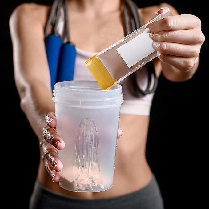 Protein Powder Travel Container set with Funnels 12 Pcs Reusable Powder Supplement Packets Single Dose Kit Portable Travel Containers Zip up Bags for Workout, Fitness, Business Trip