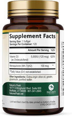 D3 K2 Vitamin - 5000 IU D3 Per Serving - High Potency Vitamin D3 Supplement - Advanced 2-in-1 Complex Vitamin D & Vitamin K2 (MK7) - Easy to Swallow, Bone & Immune Support - USA Bottled - 120 Softgels