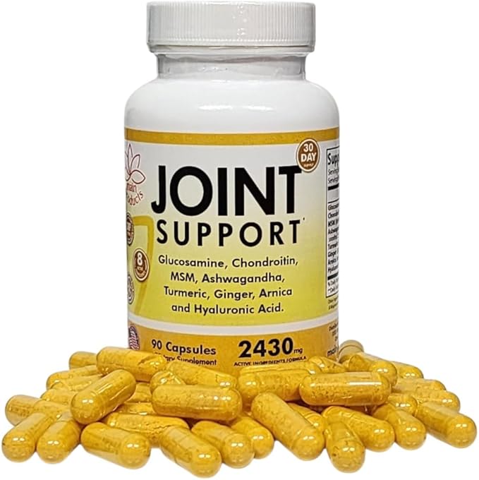 Joint Support - Glucosamine Chondroitin MSM Hyaluronic Acid Ashwagandha Turmeric Ginger Arnica - 2430mg Joint Support Supplement, Micronized, 90 Capsules.