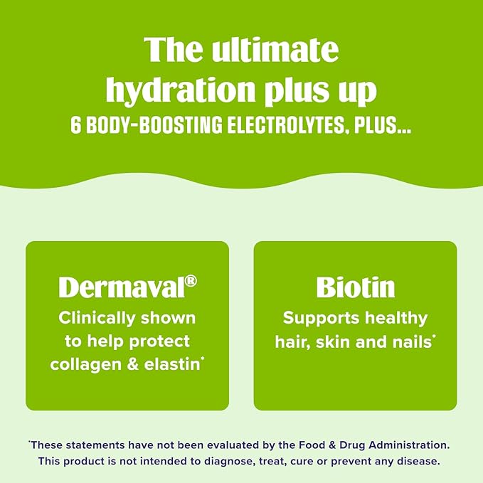 Ultima Replenisher Collagen Defense Supplement and Electrolytes Powder - Kiwi Strawberry, 13 Stickpacks - Hydration Packets with Dermaval and Biotin that Keep Your Skin Hydrated and Looking Radiant