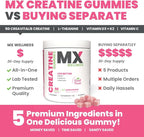 Creatine Monohydrate Gummies for Men & Women – Real Fruit Gummy Supplement for Muscle Growth, Recovery, Longevity, Cognitive Health & Memory – 90 Chews (90 Gummies, Watermelon)