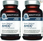 Quality of Life AHCC Kinoko Platinum 750 mg – Premium Immune Support Supplement - Pack of 2, 60 Count Bottles