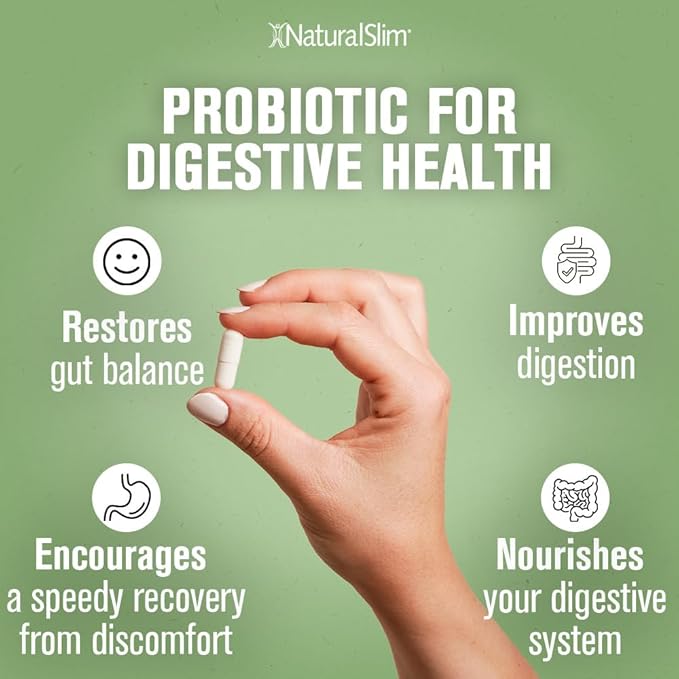 NaturalSlim Good Flora, Probiotics for Women & Men - Gut Health Supplements with 7 Powerful Strains for De-Bloating & Vitality - Probiotics for Digestive Health, 60 Vegetarian Capsules, 3 Pack
