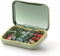 Portable Pill Box, Pill Organizer with 6 Compartments, Daily Medicine Pill Case, Pocket Size Pill Box for Travel, BPA Free Small Pill Container for Vitamins, Fish Oil, Supplements (Green)