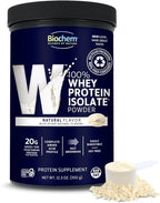 Biochem 100% Whey Isolate Protein - Natural Flavor - 12.3 Ounce, Preworkout & Immune Health - 20g Vegetarian Protein - Easily Digestible - Refreshing Taste - Keto Friendly & Easy To Mix…