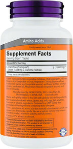 Now Supplements L-Carnitine 1000mg - 150 Tablets Value Size, Supports Lean Muscle Growth, Carnipure, Non-GMO, Kosher, Ideal for Vegans, Athletes, and Energy Support