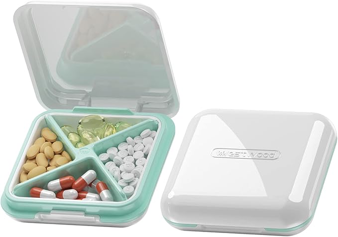 DUBSTAR Small Pill Box,Pill Case,Pill Organizer,Travel Portable Pocket Pill Box Medicine Organizer,Daily Pill Container for Purses Compact Travel Medicine Holder for Vitamins Medication White