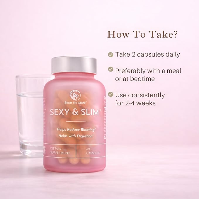 Bloat No More Digestive Enzymes - Sexy and Slim Bloating Relief for Women, Helps Debloating and Gas Relief & Promotes Digestion with Fenugreek & Dandelion - 60 Count
