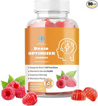 Gummies - Brain Supplement for Memory, Focus & Attention - Cognitive Support with Magnesium, Omega 3, Ashwagandha - 90 Count Raspberry Flavor
