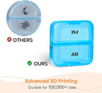 Zoksi Pill Organizer 2 Times a Day, Weekly 7 Day Pill Box, Daily Am Pm Pill Organizer with Double-Side Large Opening for Easy to Use, Color Tracking Travel Pill Case for Medicine, Fish Oils, Vitamins