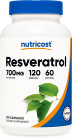 Nutricost Resveratrol 700mg; 120 Vegetable Capsules - 50% Trans-Resveratrol (3 Bottles)
