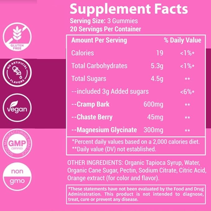 Menstrual Cramp Period Gummies True Roots | PMS Support Supplement for Women | Healthy Flow | Flo PMS Menstrual Cycle Relief, Cramping and Bloating | Vegan & Natural Flavors | 60 Count