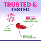 Magnesium Glycinate Supplement Gummies - Magnesium Supplement with Bone Muscle Heart Health & Sleep Support - Gentle on Stomach & Chelated for Max Absorption - Grape Flavor & Sugar Free - 60 Gummies