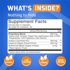Herbtonics Thermogenic Supplement | Metabolic Health & GLP-1 Support for Men & Women | Clean Energy & Mental Focus | ACV, Green Tea Extract & Caffeine | 120 Veg Capsules
