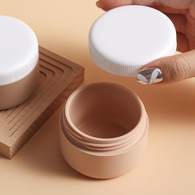 kuangre Travel Containers for Toiletries, Silicone Cream Jars BPA-Free, Leak-proof 2oz Travel Size Containers, Portable Size Silicone Jars with Lid for Cosmetic Face Hand Body Cream (4 Pack)