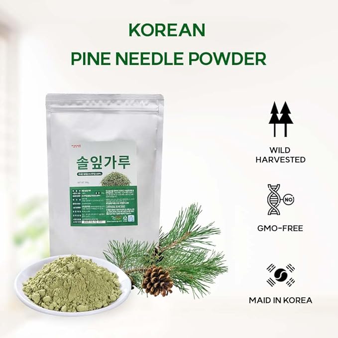 K-Herb Korean Pine Needle Powder – 100% Pure Wild-Harvested Pine Needles from Korea, Natural Herbal Tea Ingredient 솔잎가루 (10.6 oz (300g), Pine Needle)