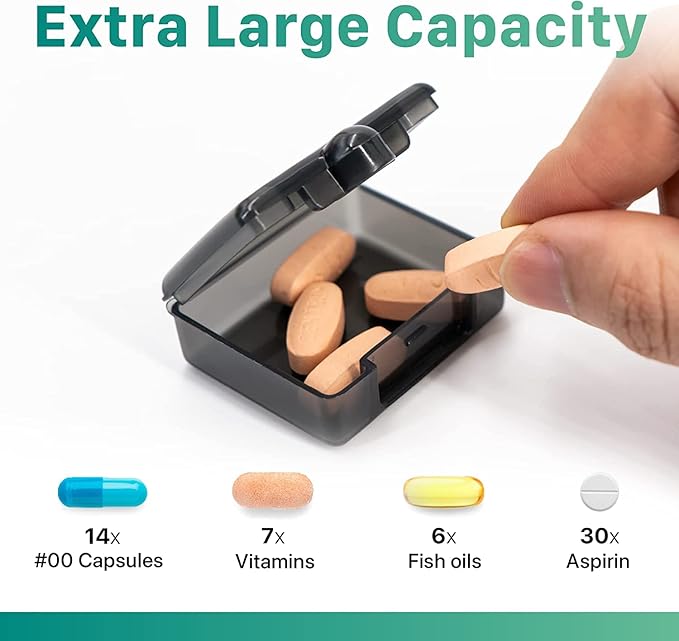 Sukuos Small Pill Box 3 pcs, Cute Travel Pill Case Portable for Pocket Purse, BPA Free Mini Pill Organizer for Pills Vitamin Fish Oil Supplements, Moistureproof Medicine Case, Easy to Clean