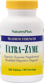 NaturesPlus Ultra-Zyme - 180 Tablets - Maximum Strength Digestive Enzyme Supplement - 90 Servings