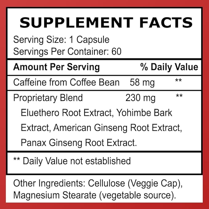 Herbal Nitro Extreme Energy Pills - 6 to 10 Hour Boost, No Crash or Jitters Maximum Strength Natural Energy Supplement for Women & Men - Fatigue, Focus & Motivation (60 Count)