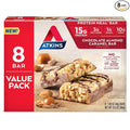 Atkins Chocolate Almond Caramel Protein Meal Bar, High Fiber, 15g Protein, 1g Sugar, 3g Net Carbs, Meal Replacement, Keto Friendly, 8 Count