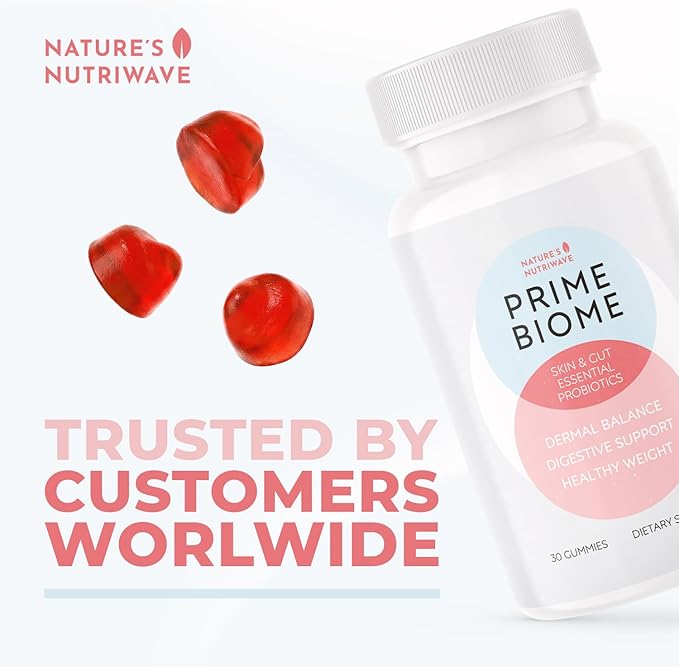 PrimeBiome Probiotic Gummies – Plant-Based Blend with Inulin, Lion’s Mane, Ginger & More– Non-GMO, No Stimulants, GMP Certified – 30 Gummies, 6 Month Supply
