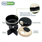 EZY DOSE Mini Vitamin Organizer, Multi Compartments, Portable and Compact Design, Easy Access Sliding Pill Dispenser, Supplement Organizer with Anti-Mix Design, Travel Friendly, Small, Black and Cream