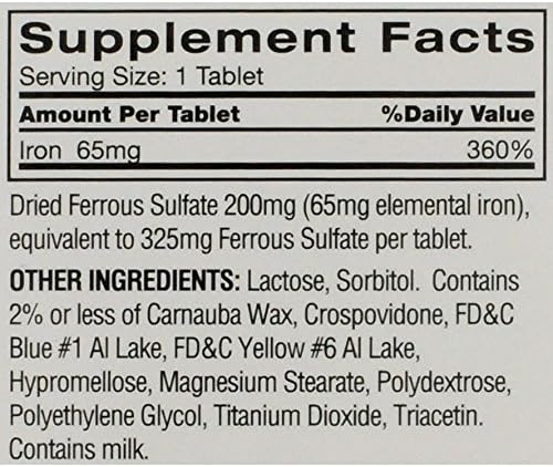 Feosol Original Iron Supplement Tablets, Non-heme, 65mg Iron per Pill, 1 Per Day, 120ct, 4 Month Supply, for Energy and Immune System Support, Made in USA