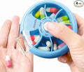 INVODA Weekly Pill Organizer 7 Compartment Rotating Pill Box for Daily Medication & Vitamins - Portable Travel Pill Case Fish Oil Supplements Vitamins Organizer (Sky Blue)