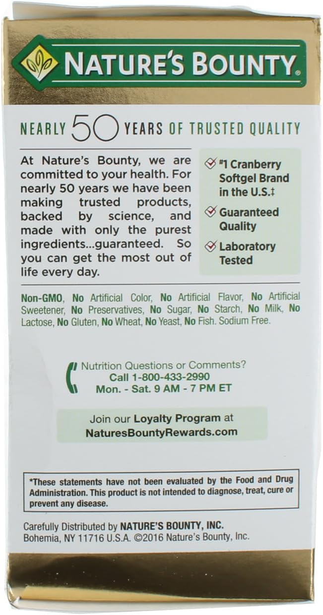 Nature's Bounty Cranberry Dietary Supplement 60 Soft Gels (Pack of 2)