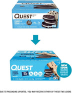 Quest Nutrition Cookies & Cream Protein Bars, 21g Protein, 1g Sugar, 4g Net Carb, High Fiber, Gluten Free, Keto Friendly, 12 Count