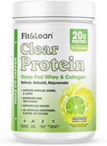 Fit & Lean Clear Protein Powder with Whey Isolate Protein and Collagen, Grass Fed, Muscle Recovery, Skin, Joints, GLP-1 Support, 0g Sugar, Citrus Lime, 20 Servings