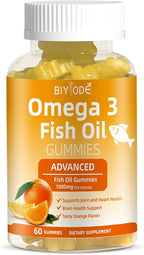 Omega-3 Fish Oil Supplements: Pure 1000mg Omega-3 Gummies Support Heart Joint Eye Brain Immune Health 60 Gummies 30 Day Supply