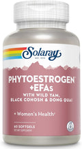 SOLARAY PhytoEstrogen Plus EFAs Menopause Support | Wild Yam, Black Cohosh, Evening Primrose & Borage | 60ct, 30 Serv.