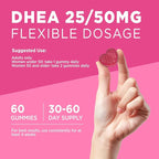 DHEA Supplement for Women, DHEA 50mg with Omega Fatty Acids, Magnesium & Antioxidant Blend, Supports Hormone Balance, Healthy Aging, Immunity & Energy, DHEA 25 mg per Gummy, Non-GMO, Sugar Free, 60ct