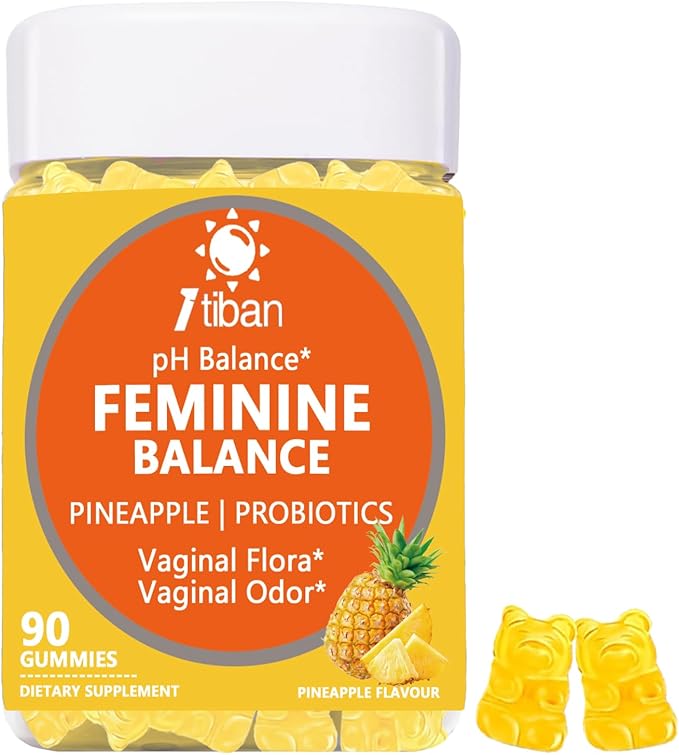 Pineapple Gummies for Women pH, Feminine Balance, Vaginal Health, Female Probiotics Gummy, Wellness Support, Vegan, Gluten-Free, Hawaiian Pineapple 90 Gummies 45 Servings