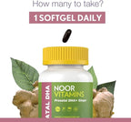 Noor Vitamins Halal Prenatal Vitamins with DHA and Folic Acid, Essential Vitamins, Ginger to Soothe Mom's Stomach, Iron, Softgels, Prenatal Vitamin Before/During/Post Pregnancy (3 Months Supply)