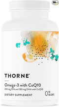 THORNE - Omega-3 with CoQ10 - Fish Oil Supplement with EPA & DHA from Sustainably Sourced Fish - Supports Brain, Skin, Joint & Heart Health* - Third-Party Certified - Gluten & Dairy-Free - 90 Softgels