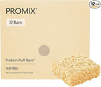 ProMix Nutrition Protein Puff Bars, 12-Pack - Madagascar Vanilla - Marshmallow Crispy Treat - Great Tasting & Healthy On The Go Snack - High Protein & Low Calorie - Non-GMO & Free From Gluten, Soy, & Corn.
