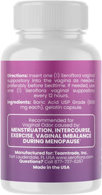 Seroflora Boric Acid Vaginal Suppositories 600mg – 30 Count with 7 Applicators for Odor Control & pH Balance Feminine Hygiene Support, Natural Intimate Care, Made in USA