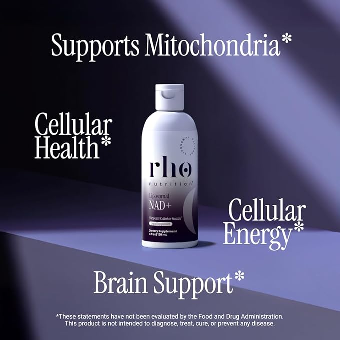 Rho Nutrition Liposomal NAD+ – Liquid Supplement Designed to Help Support Absorption – Active Form of NAD+ Helps Support Normal Cellular Health, Healthy Aging, Energy Metabolism and Overall Vitality